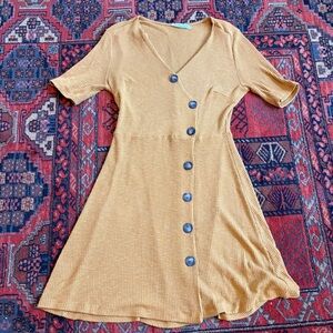 Mustard Button-Down Dress